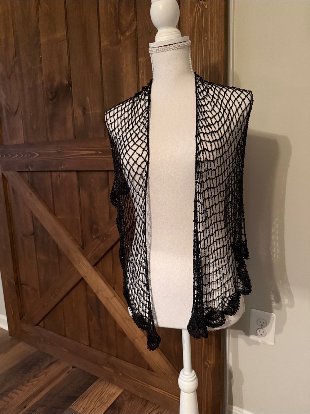 Black Open-Knit beaded Women's Sweater Shrug